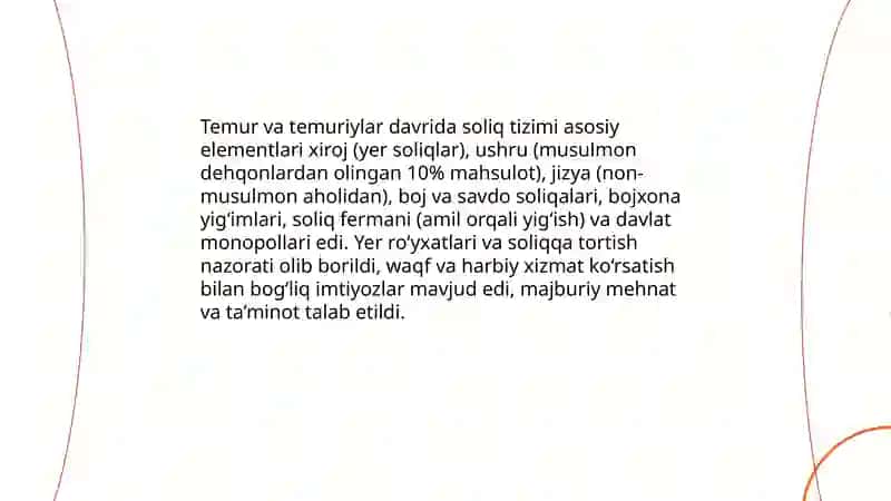 Temur va temuriylar davri iqtisodiy g‘oyalari 4