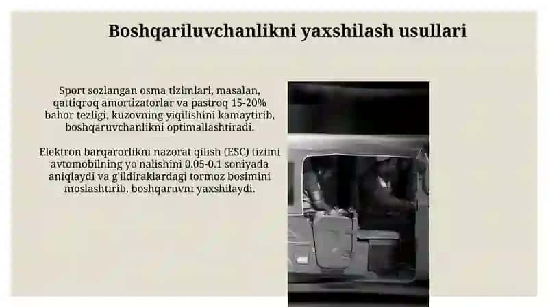 Avtomobilning boshqariluvchanligi 4