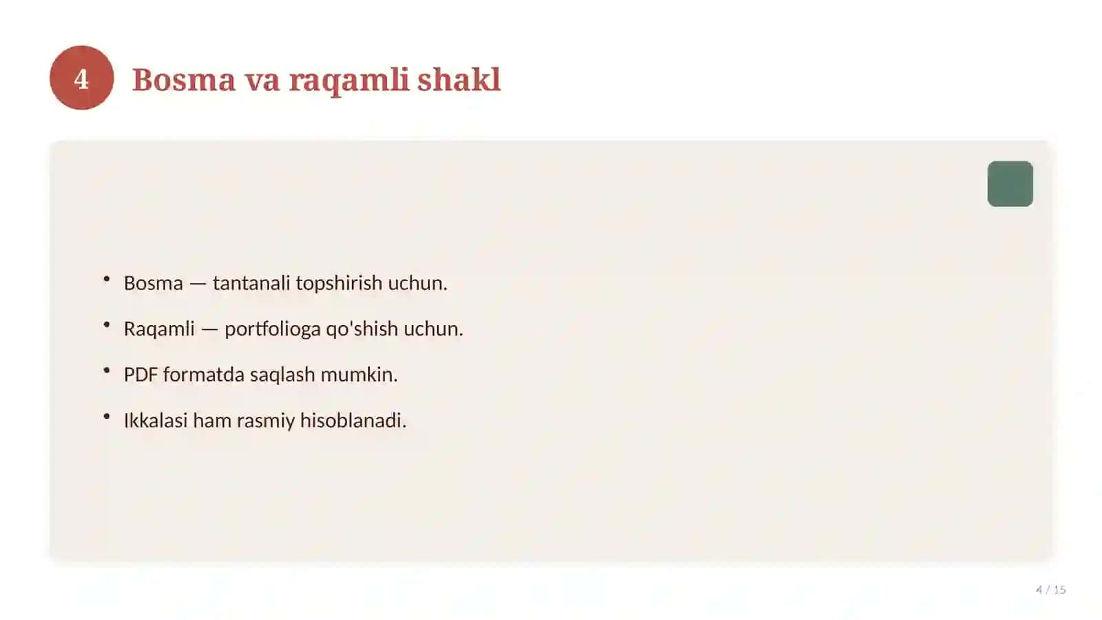 Faxriy yorliq o'quvchilar uchun — 2026 yil 4