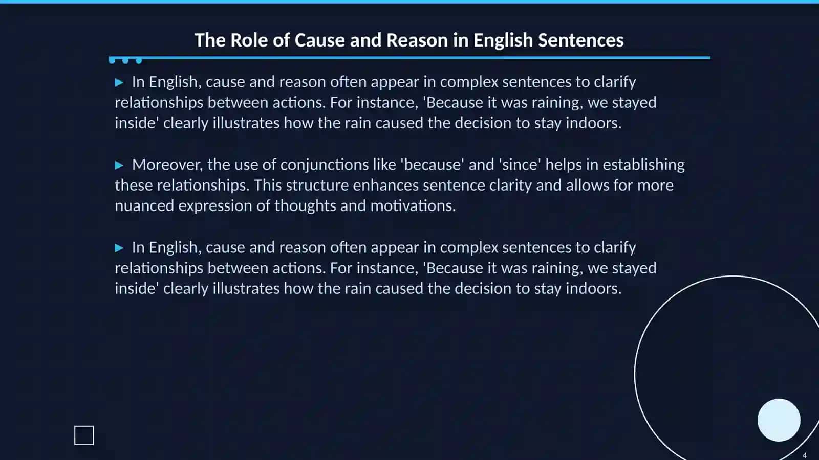 Defining Cause, Reason, Purpose, and Result in English 4