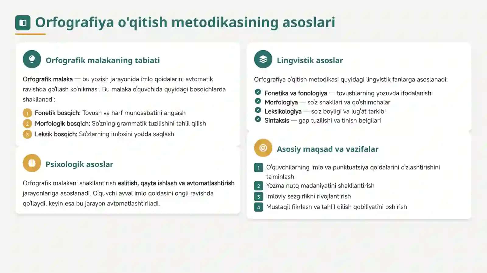 Orfografiyani o'rganish metodikasi 4