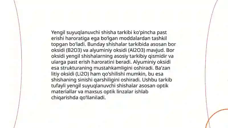 Yengil suyuqlanuvchi shisha olish 4