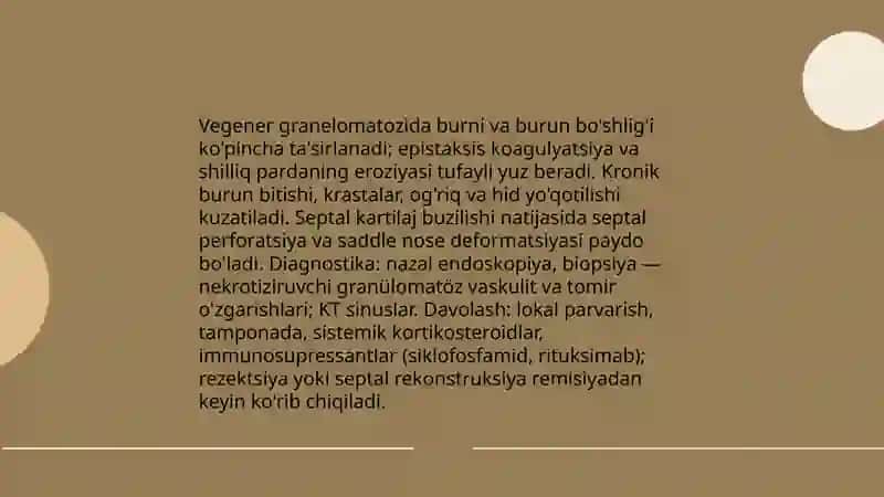 Vegener granulomatozida Lor azolari zaharlanish 4