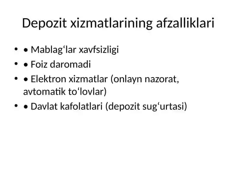 Tijorat banklarida depozit va kredit xizmati 4
