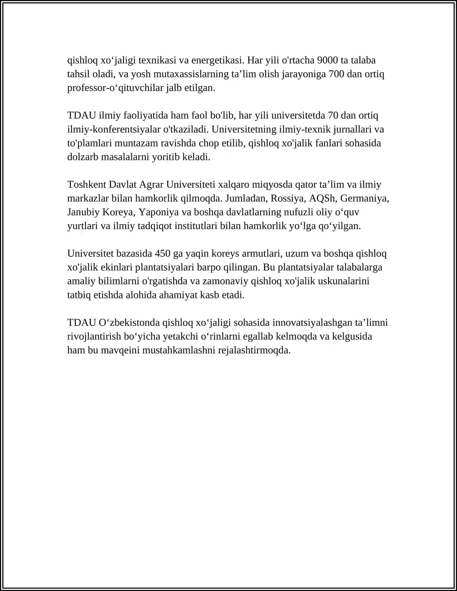 Toshkent Davlat Agrar Universitetining tarixi 4