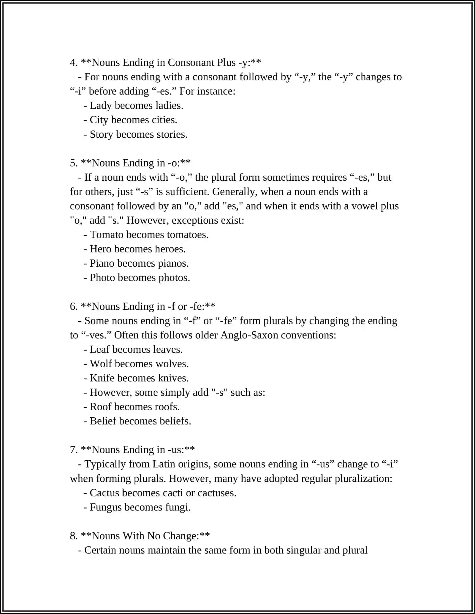 PLURAL FORM OF THE NOUN 4
