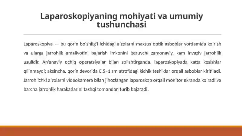 Laparoskopiyaning jarrohlikda qo‘llanilishi 4