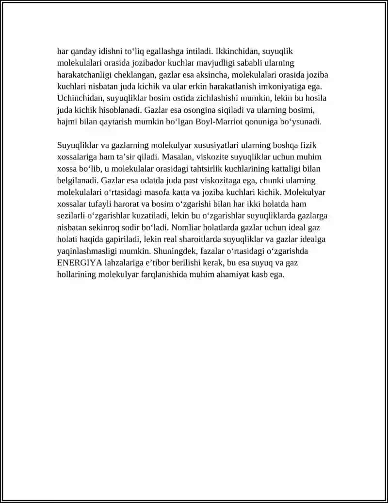 SUYUQLIK VA GAZLARNING UMUMIY XOSSALARI 4