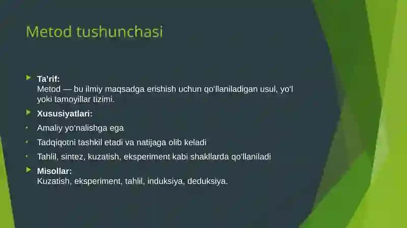 Nazariyavametodning asosiy farqlari 4