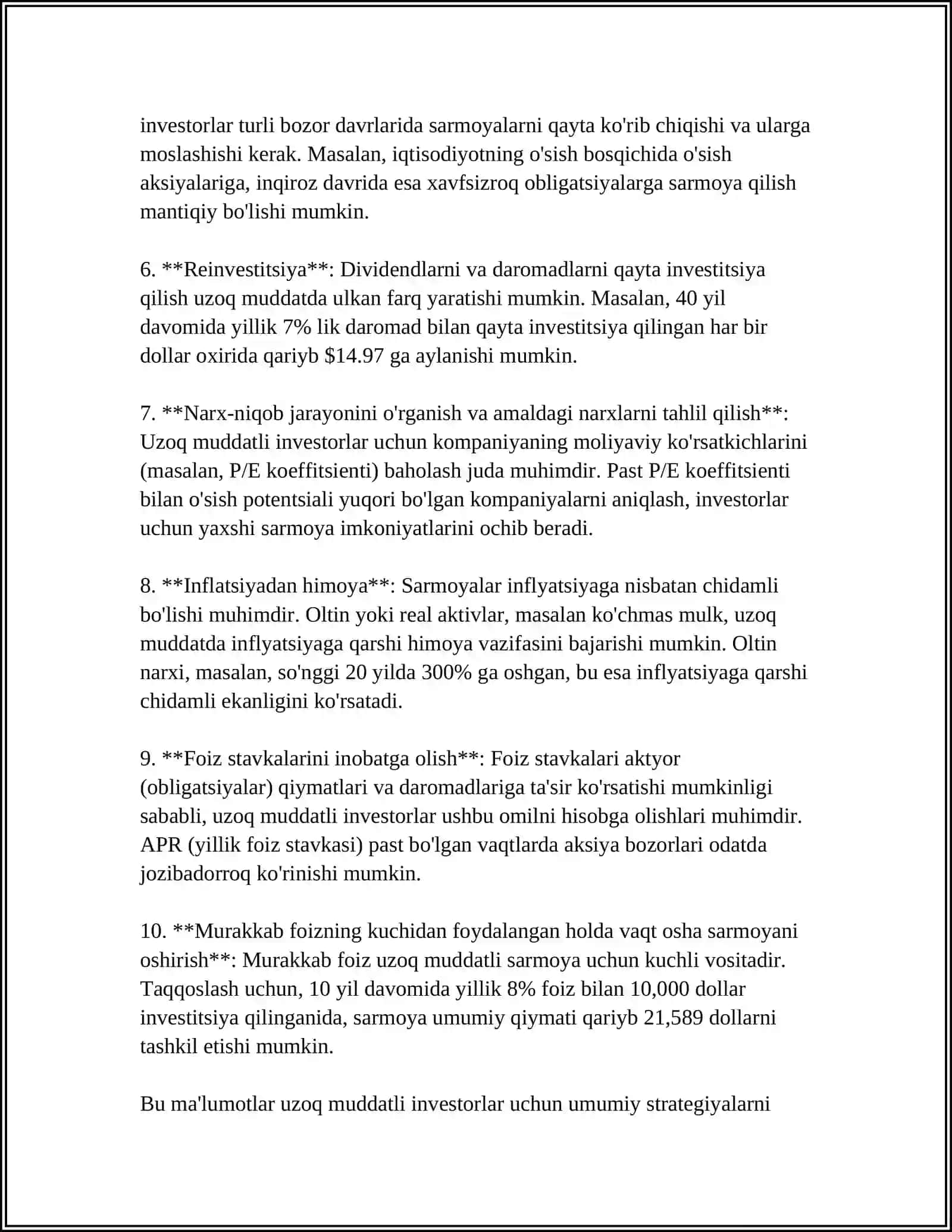 FIRMA VA TARMOQNING UZOQ MUDDATLI ORALIQDAGI MUVOZANATI 4