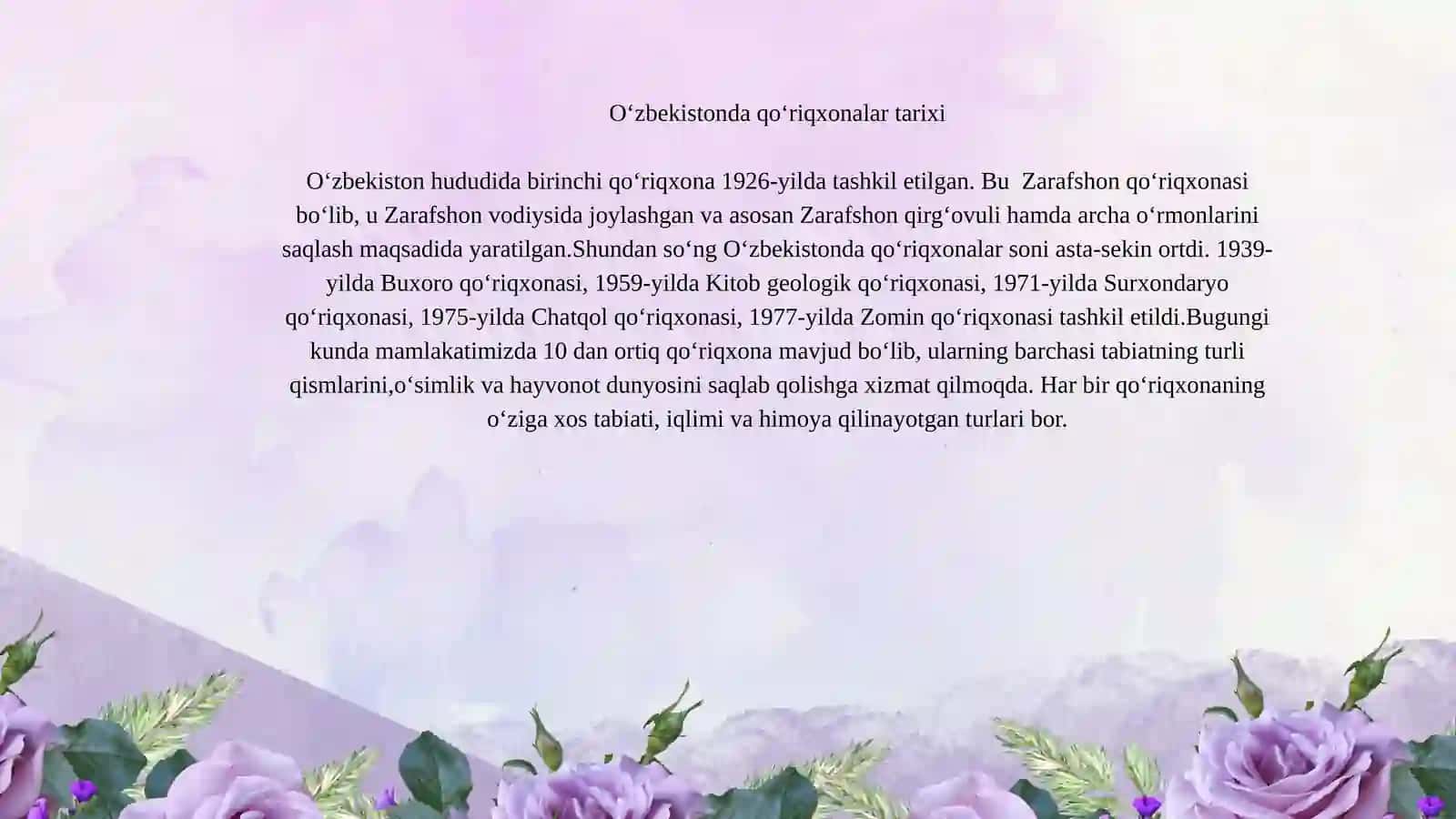 O'zbekistoning qo'riqxonalari 4