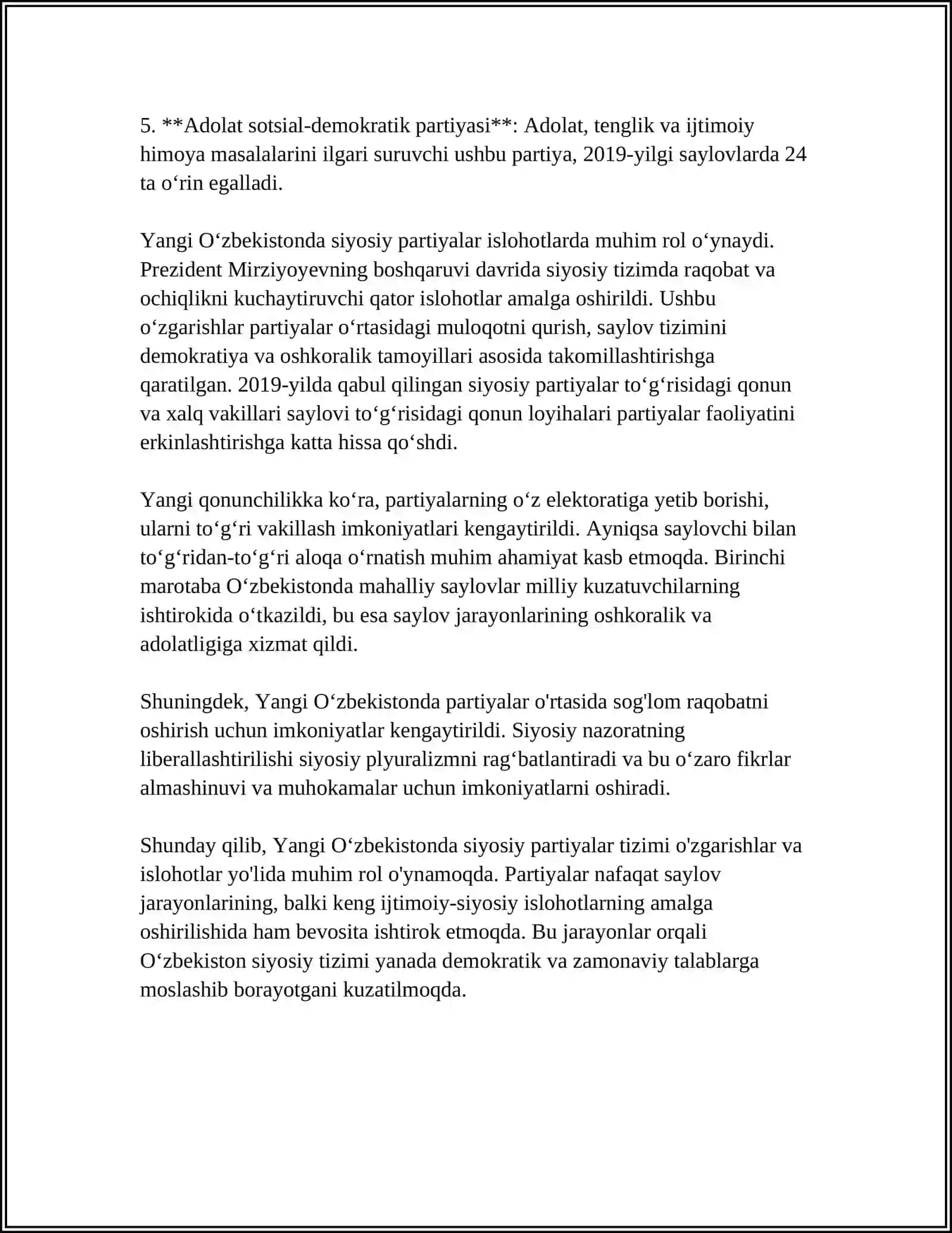 YANGI OʻZBEKISTONDA IJTIMOIY - SIYOSIY, IQTISODIY VA MADANIY OʻZGARISHLAR 4