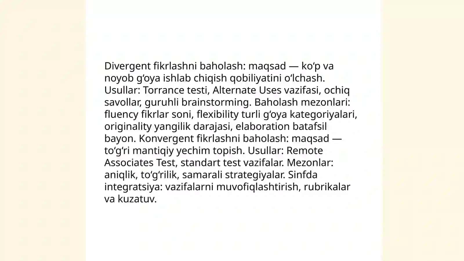 Ijodiy qobiliyatlarni diagnostika qilish usullari 4