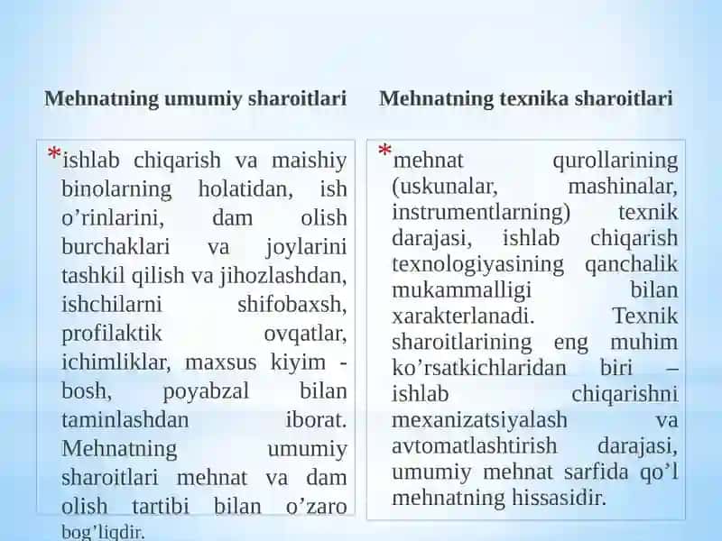 Mehnat sharoitlari va ishlab chiqarish madaniyati 4