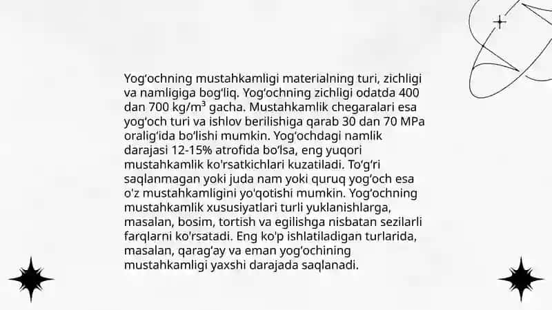 Yogʻochning asosiy xossalari 4
