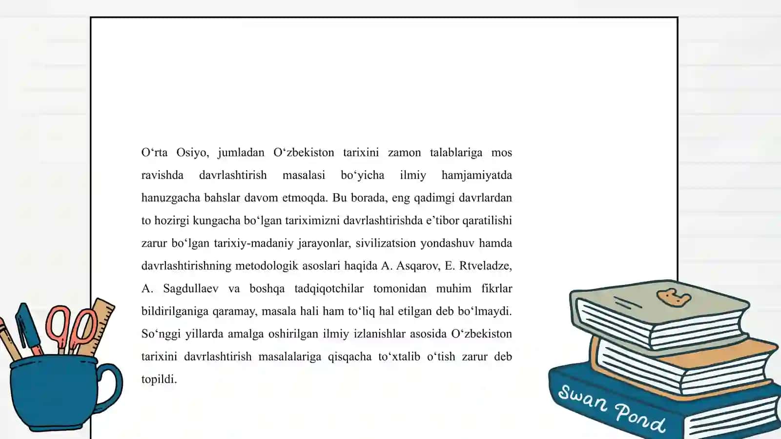 O'ZBEKISTONNING ENG YANGI TARIXI FANIDA DAVRLASHTIRISH MASALASI 4