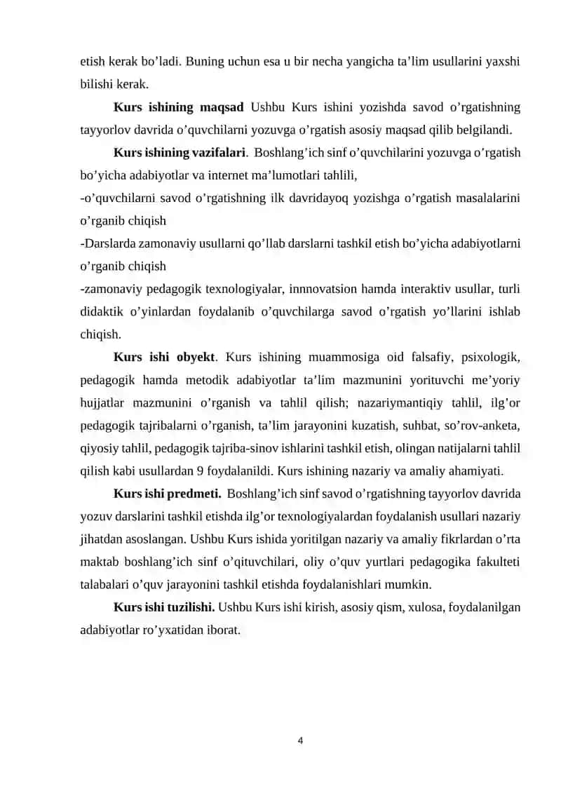 Savod o‘gatishda tayyorlov davri, yozuv darslarini tashkil etish. 4