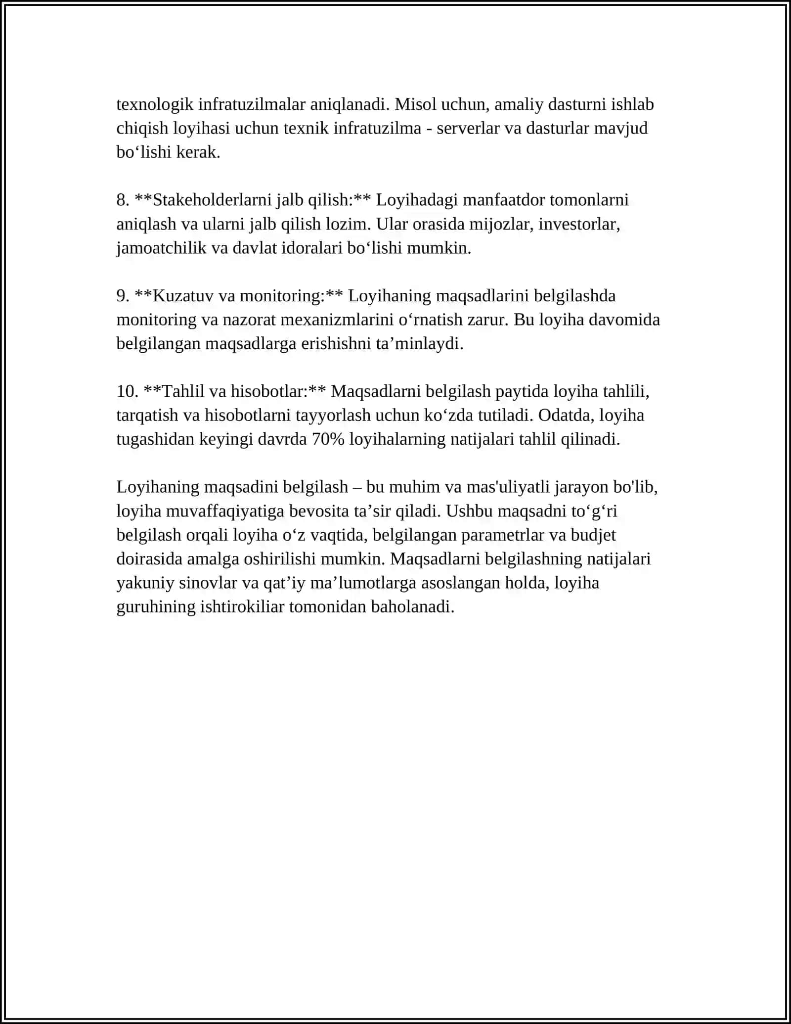 LOYIHA REJASINI TUZISH MODELLASHTIRISH 4