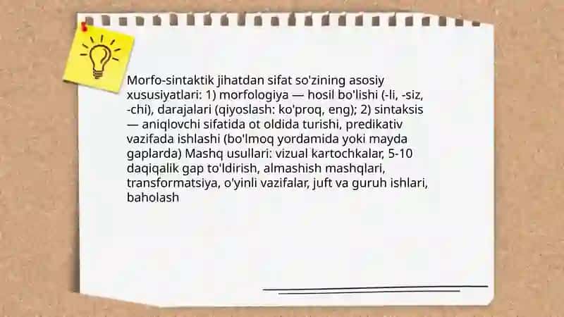 Boshlang'ich sinflarda sifat turkumini o'rgatishda metod va usullar 4