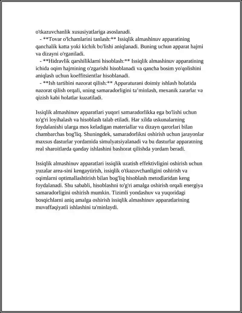 ISSIQLIK ALMASHINUV APPARATLARINI ISSIQLIK HISOBI 4