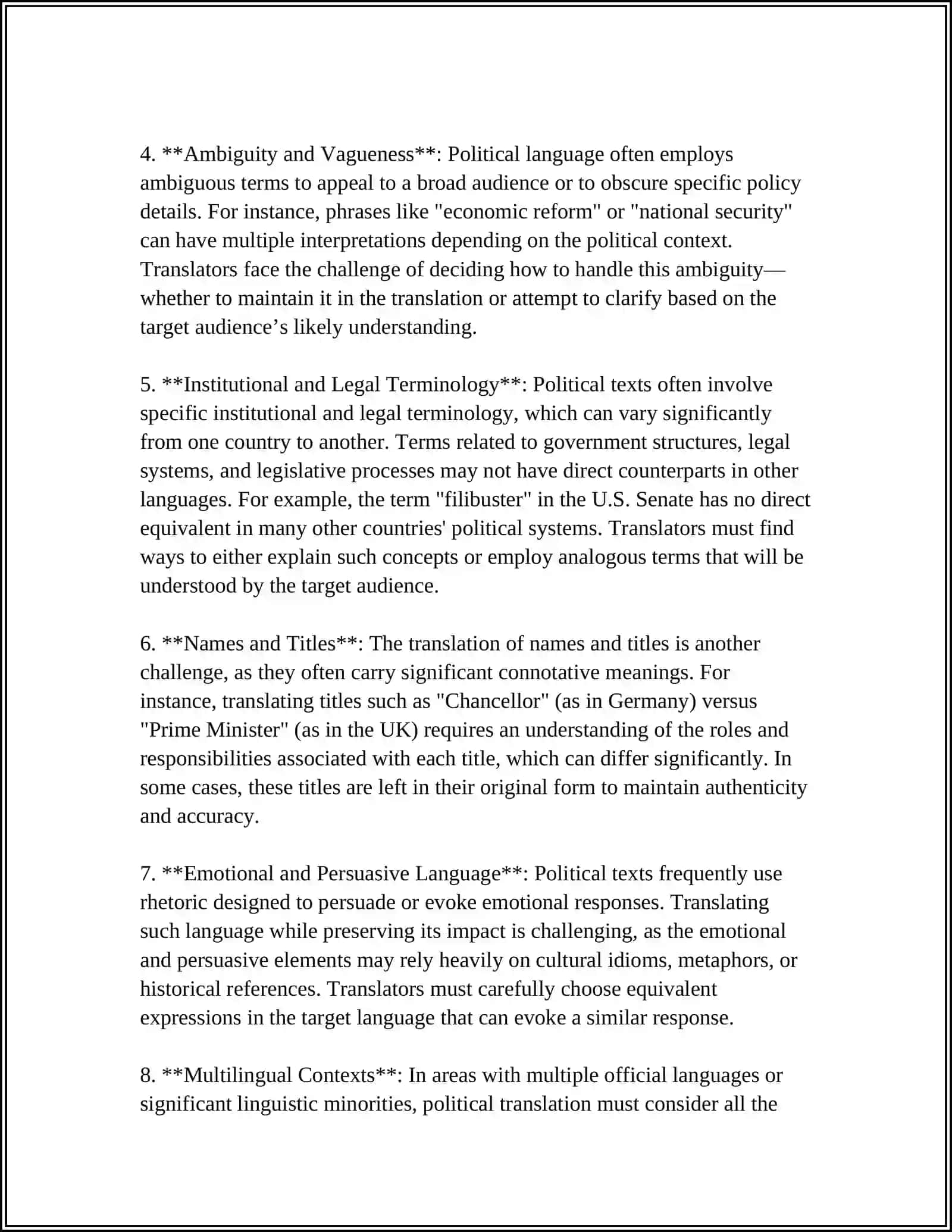 TRANSLATION PROBLEMS OF POLITICAL AND DIPLOMATIC TEXTS 4