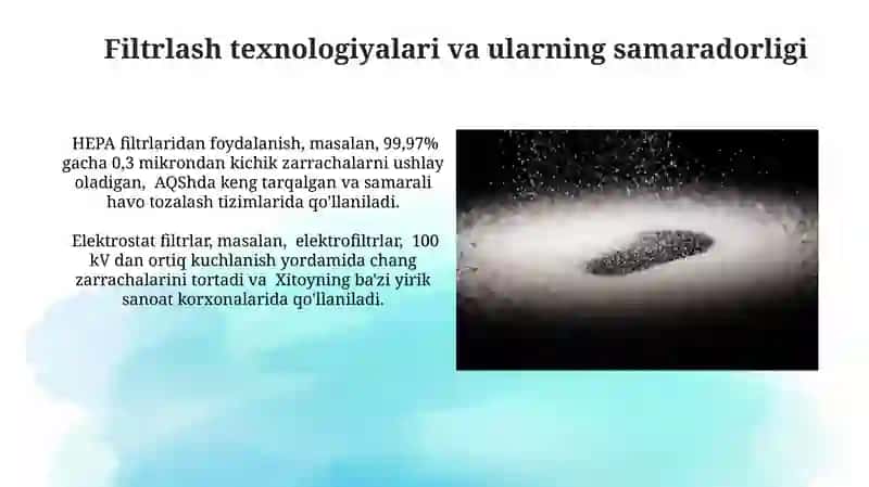 Atmosfera havosini mayda chang zarrachalaridan tozalash 4