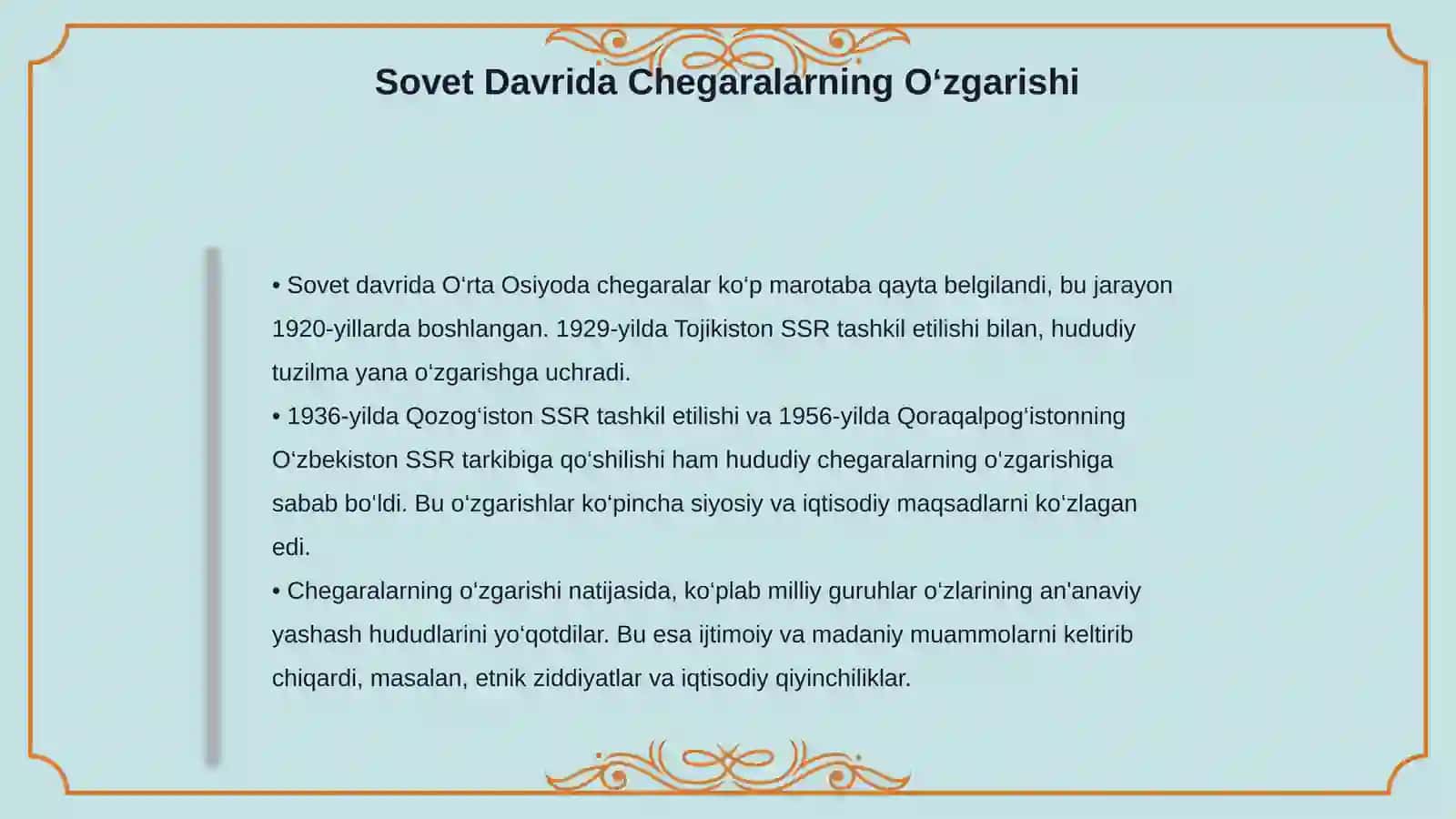 O‘RT A OSIYODA O‘RT A OSIYODA HUDUDIY CHEGARALANISH 4