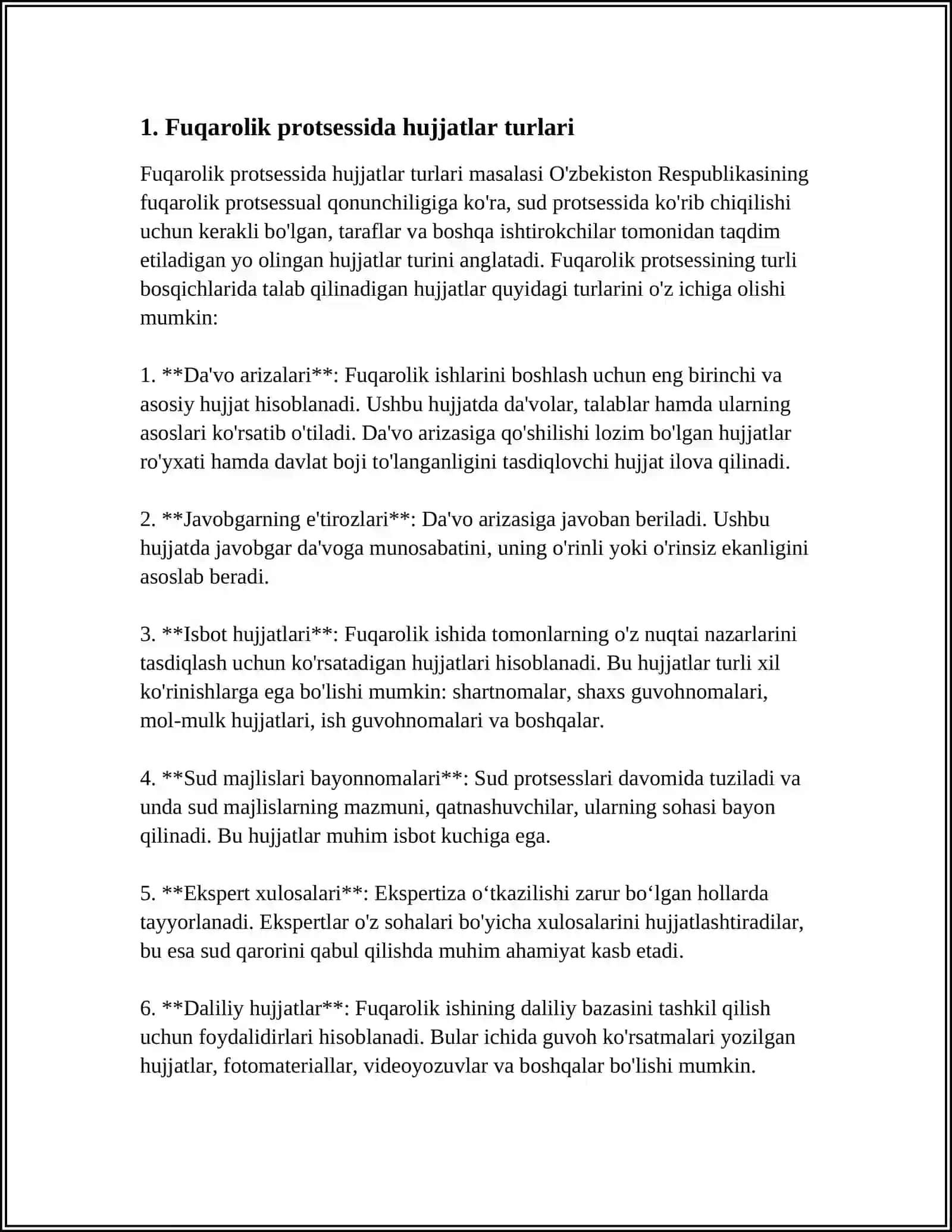 FUQAROLIK PROTSESSUOL HUJJATAR VA TIL XUSUSIYATLARI 4