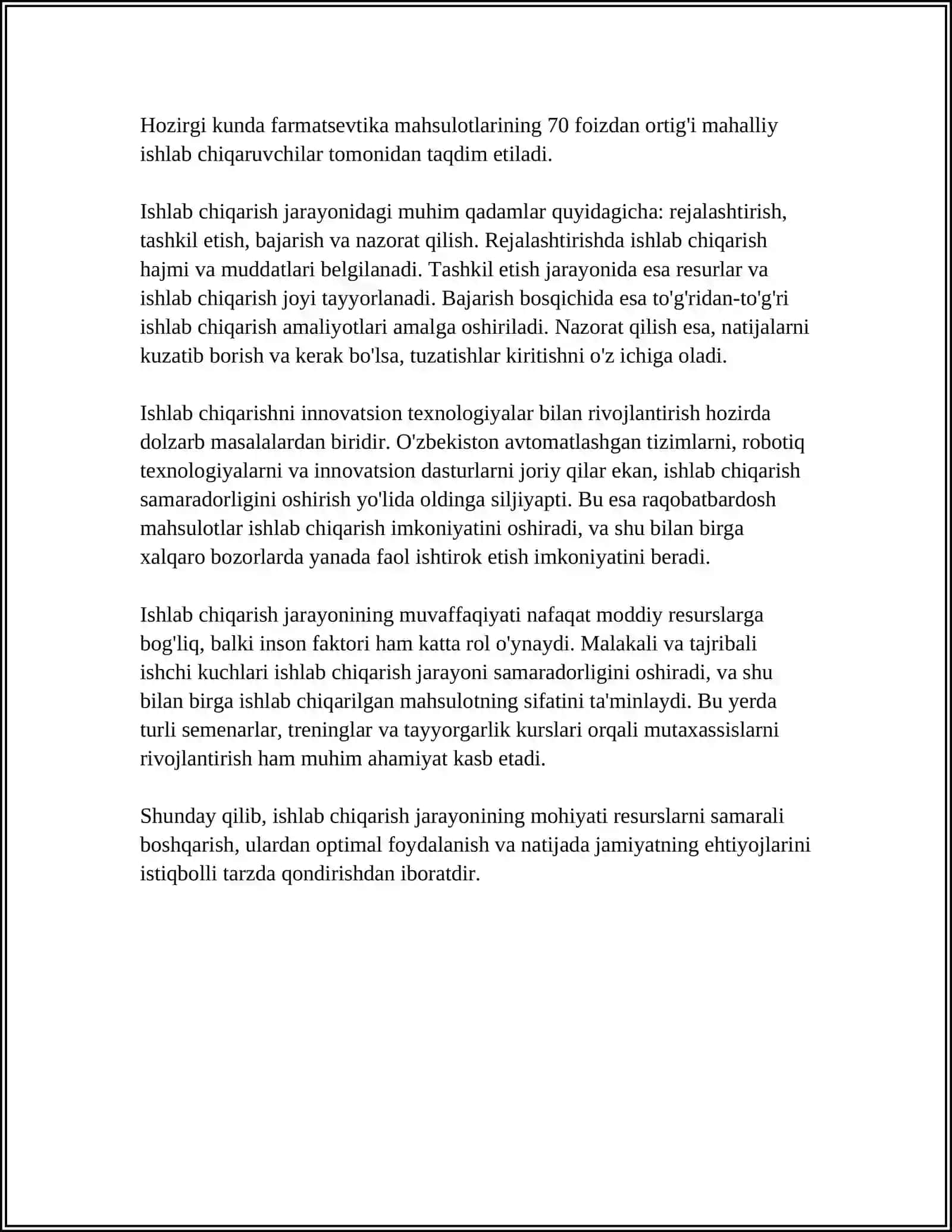 ISHLAB CHIQARISH JARAYONI HAQIDA TUSHUNCHA 4