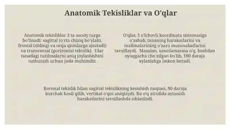 Anatomik terminologiya bóyicha umumlashtiruvchi dars 4