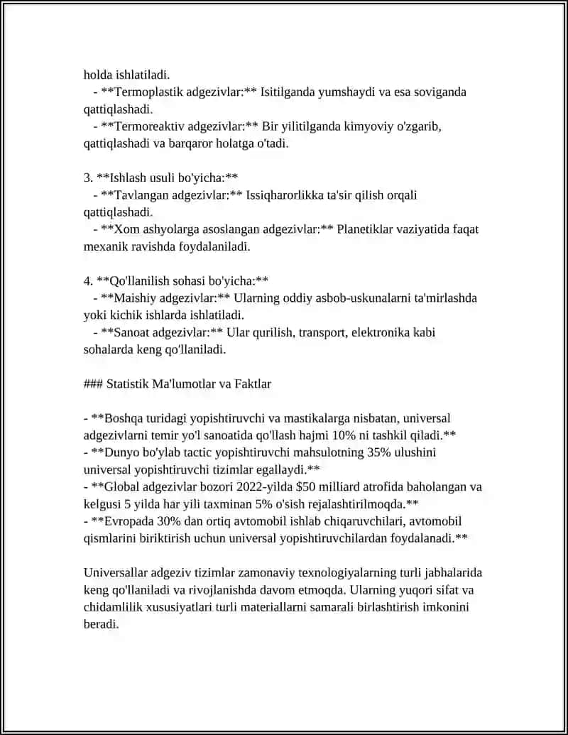 UNIVERSAL ADGEZIV TIZIMLAR 4