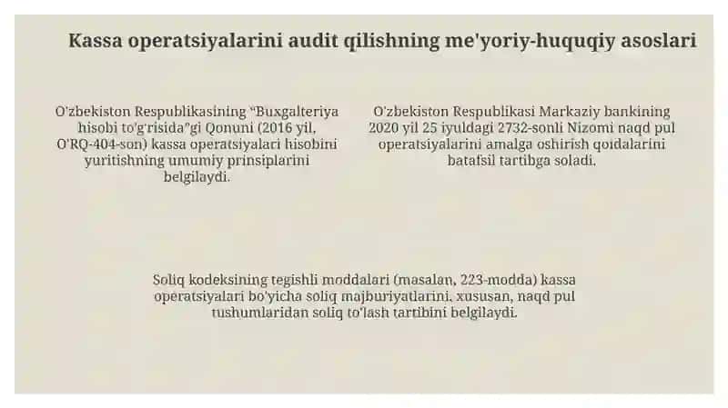 Kassa va kassa muomalalari auditi 4