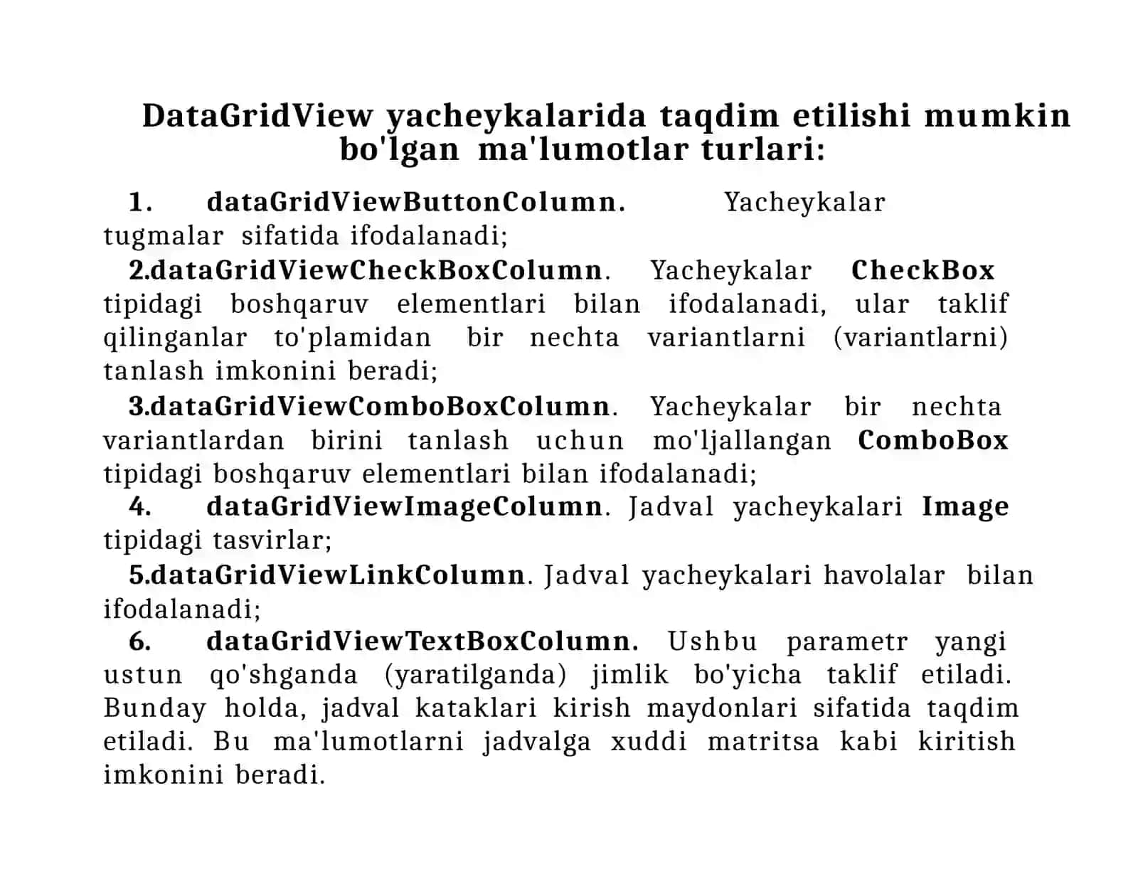 DataGridView komponentasi 4