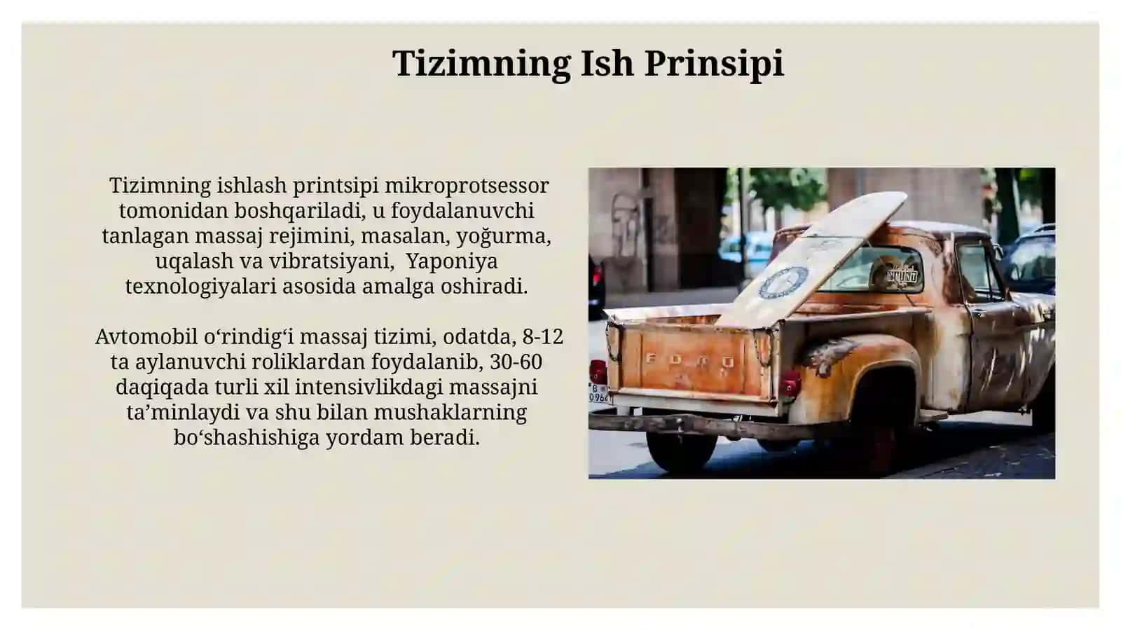 Avtomobil O'rindig'i Massaj Tizimi 4