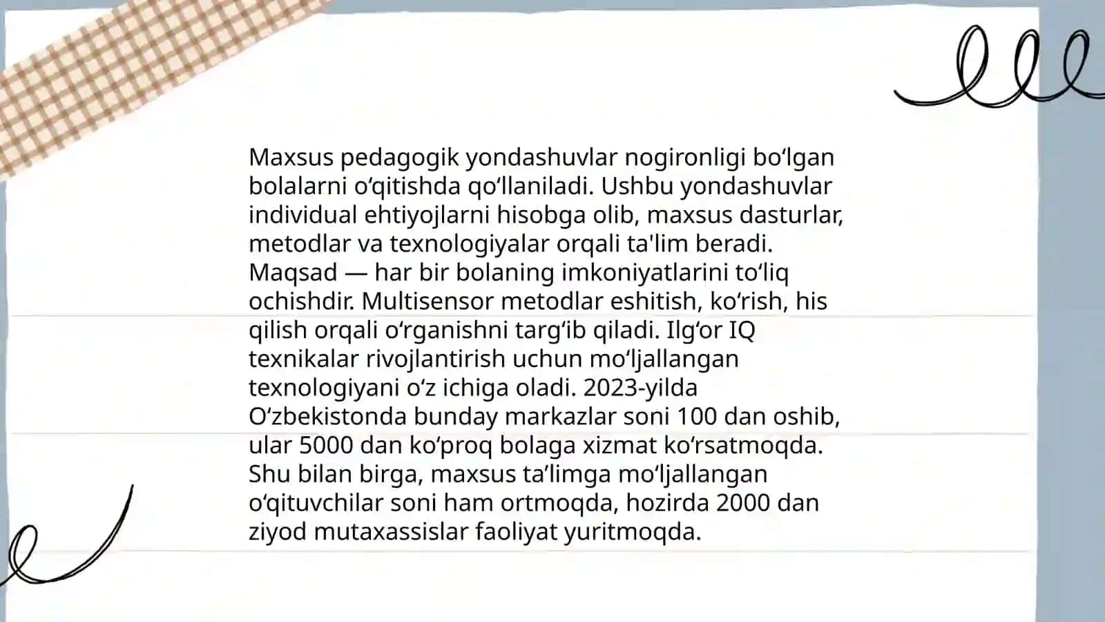 Aqli zaif bolalarni imkoniyati cheklangan bolalar uchun ixtisoslashtirilgan maktab ta'limiga tayyorlash 4