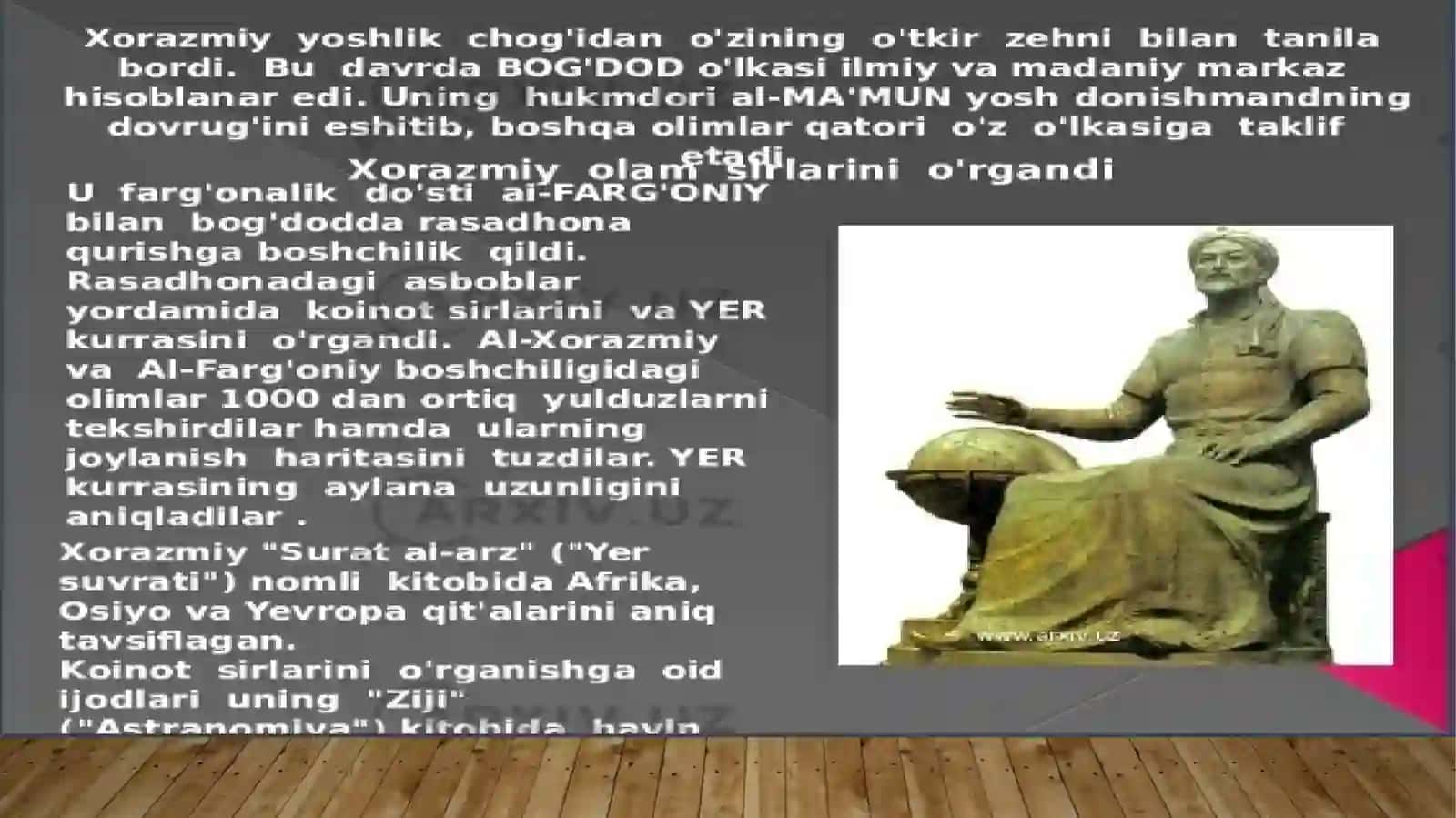 Al-Xorazmiy haqida ma'lumot. Ilmiy faoliyati va asarlari 4