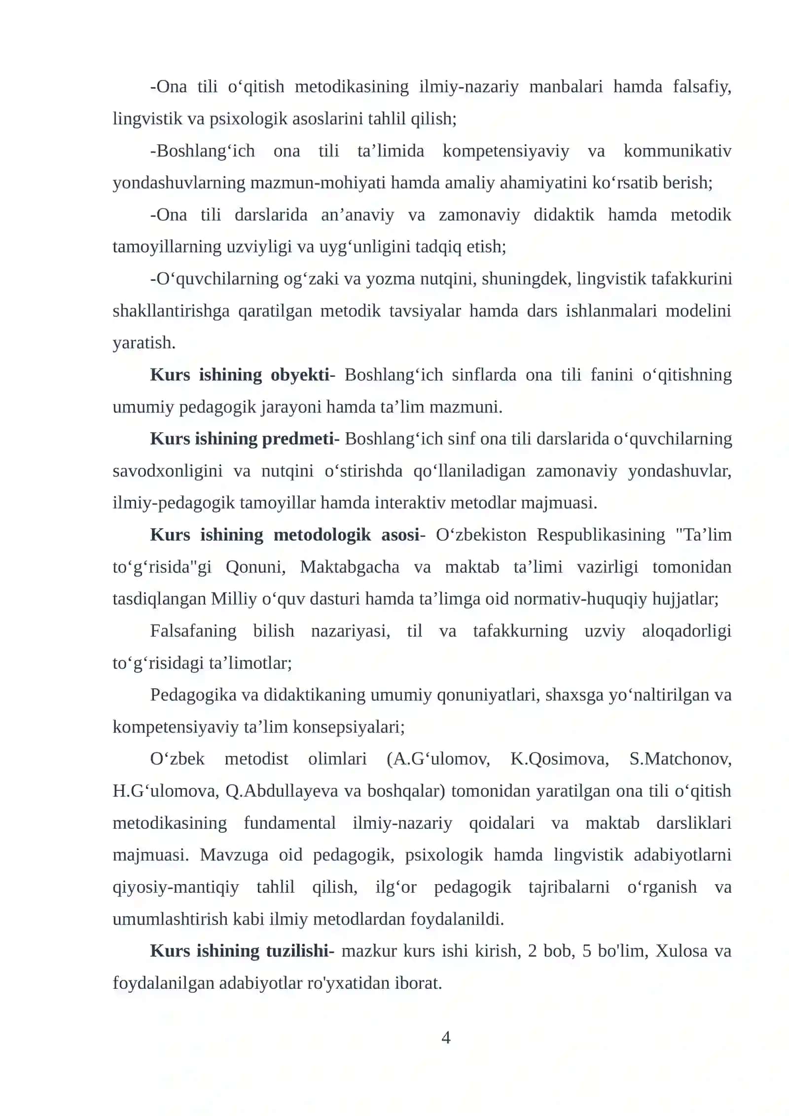 Ona tilini o’qitish metodikasi faniga doir yondashuv va tamoyillar 4