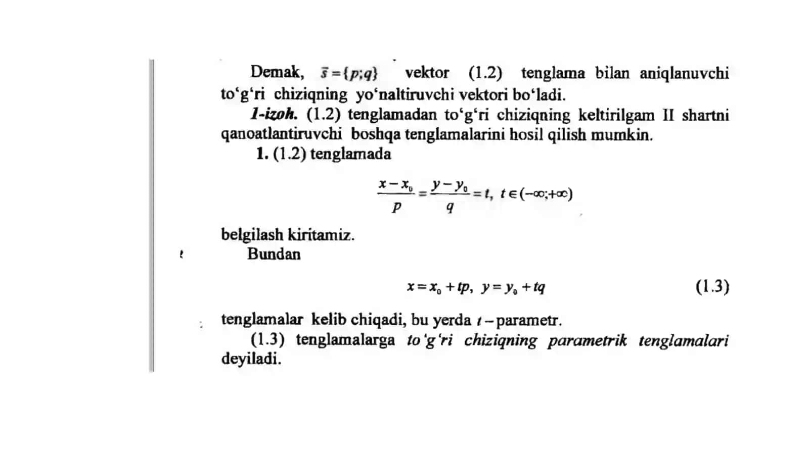 Tekislikdagi to'g'ri chiziq tenglamalari 4