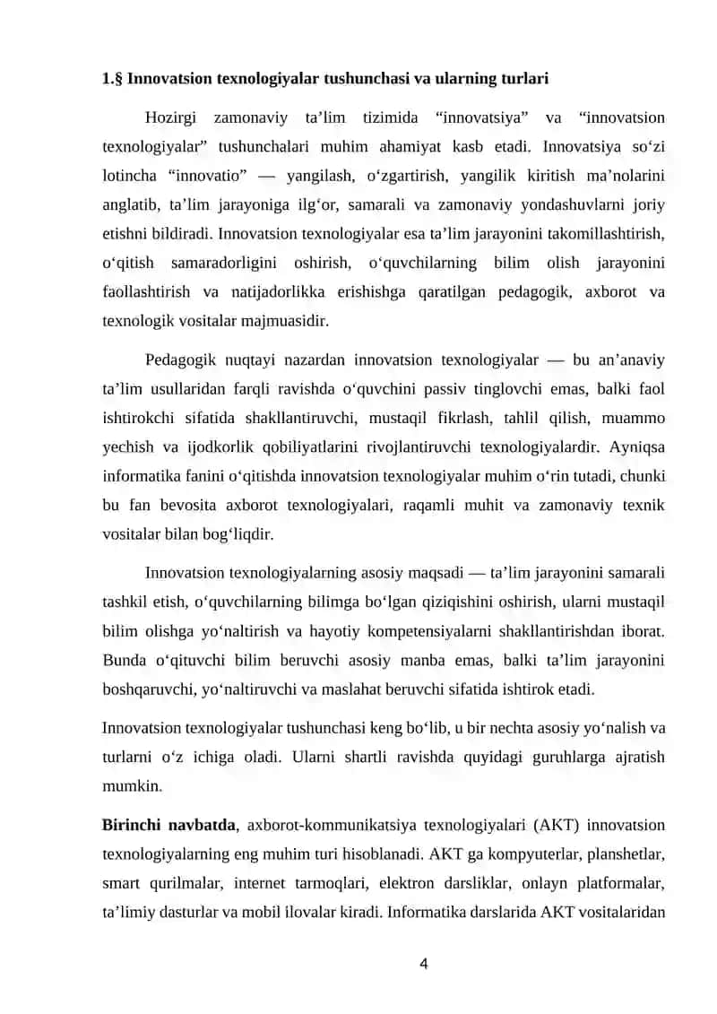 Informatika darslarida innovatsion texnologiyalardan foydalanish 4