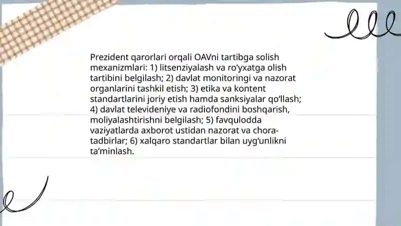 OAV to'g'risidagi Prezident farmonlari 4