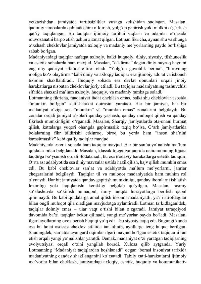 Madaniyatlararo muloqot fanidan 25 ballik savollar toʻplami javoblari bilan. 4