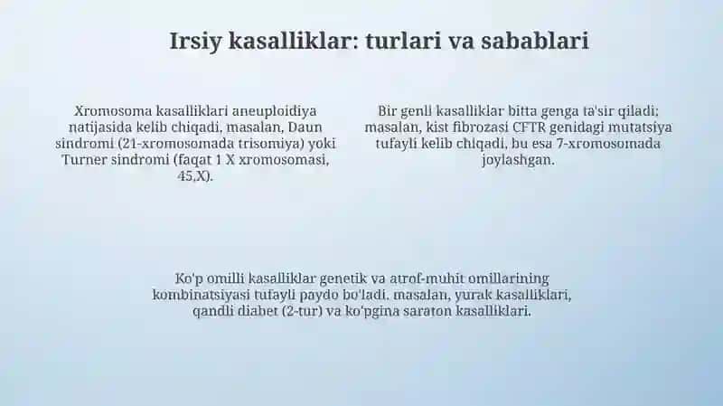 Irsiyat va irsiy kasalliklar 4