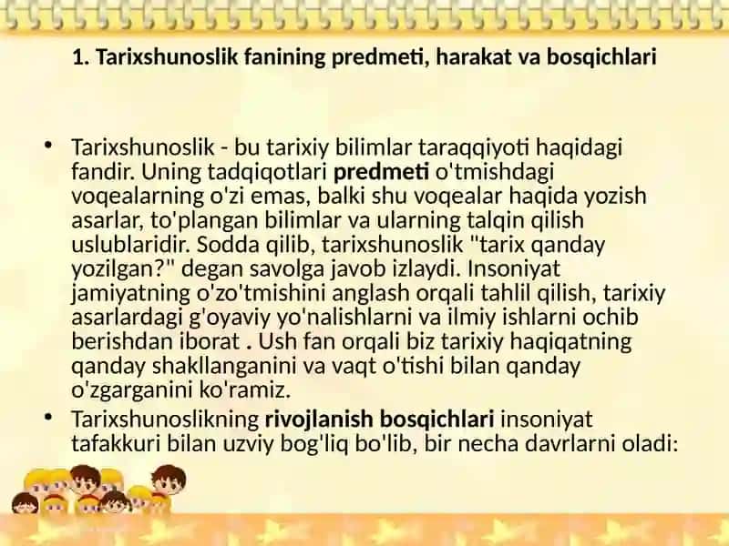 TARIXSHUNOSLIK FANI VA UNING FAZIFALARI 4