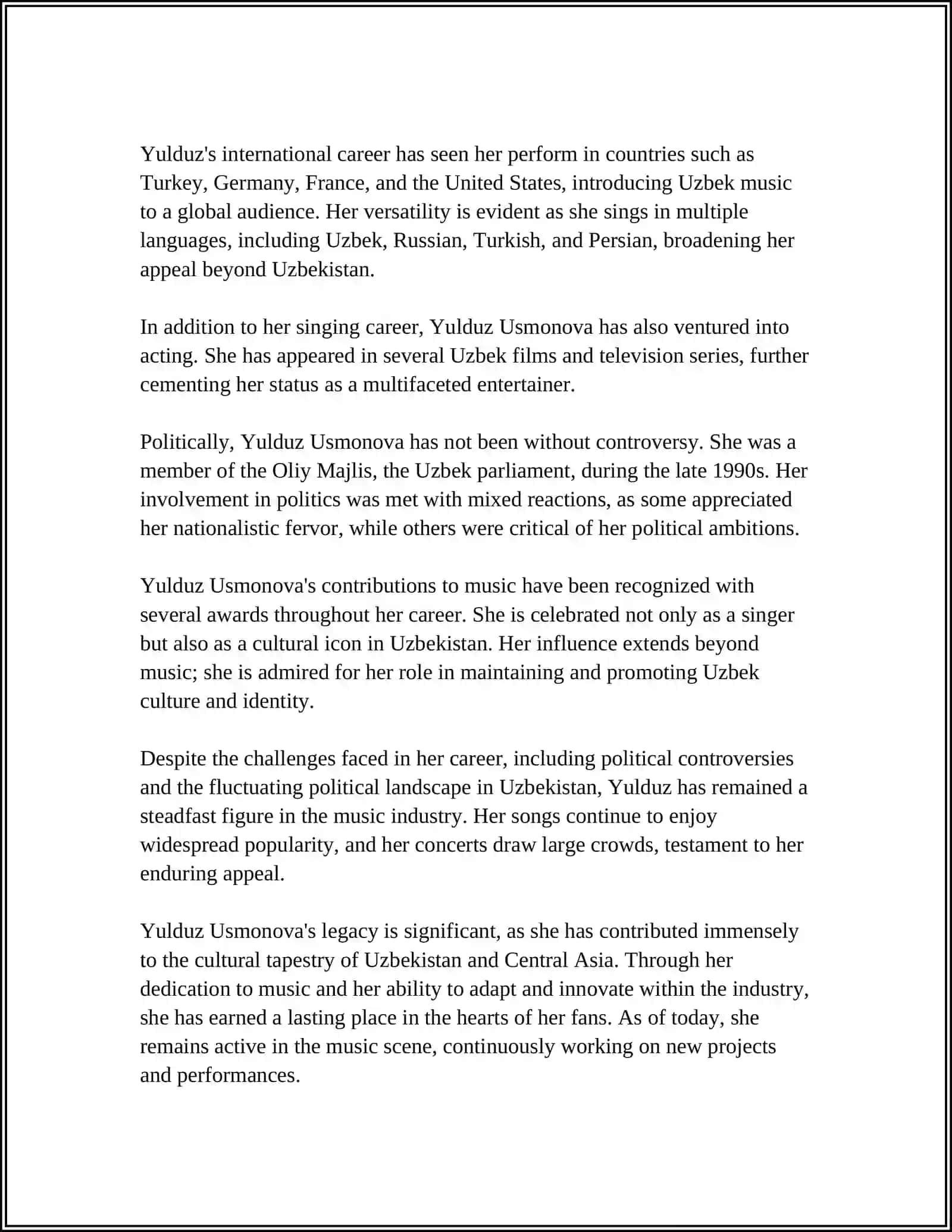 Yulduz Usmonova's Biography 4