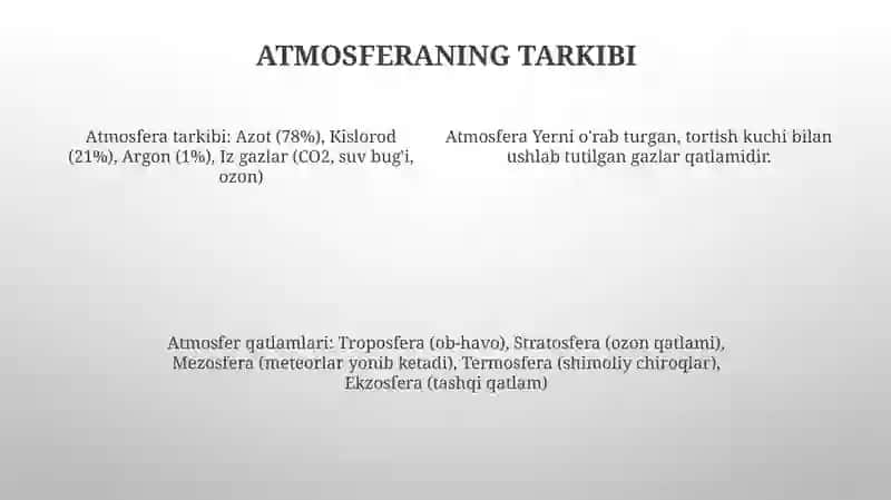 Atmosfera qavatlariga tarif 4