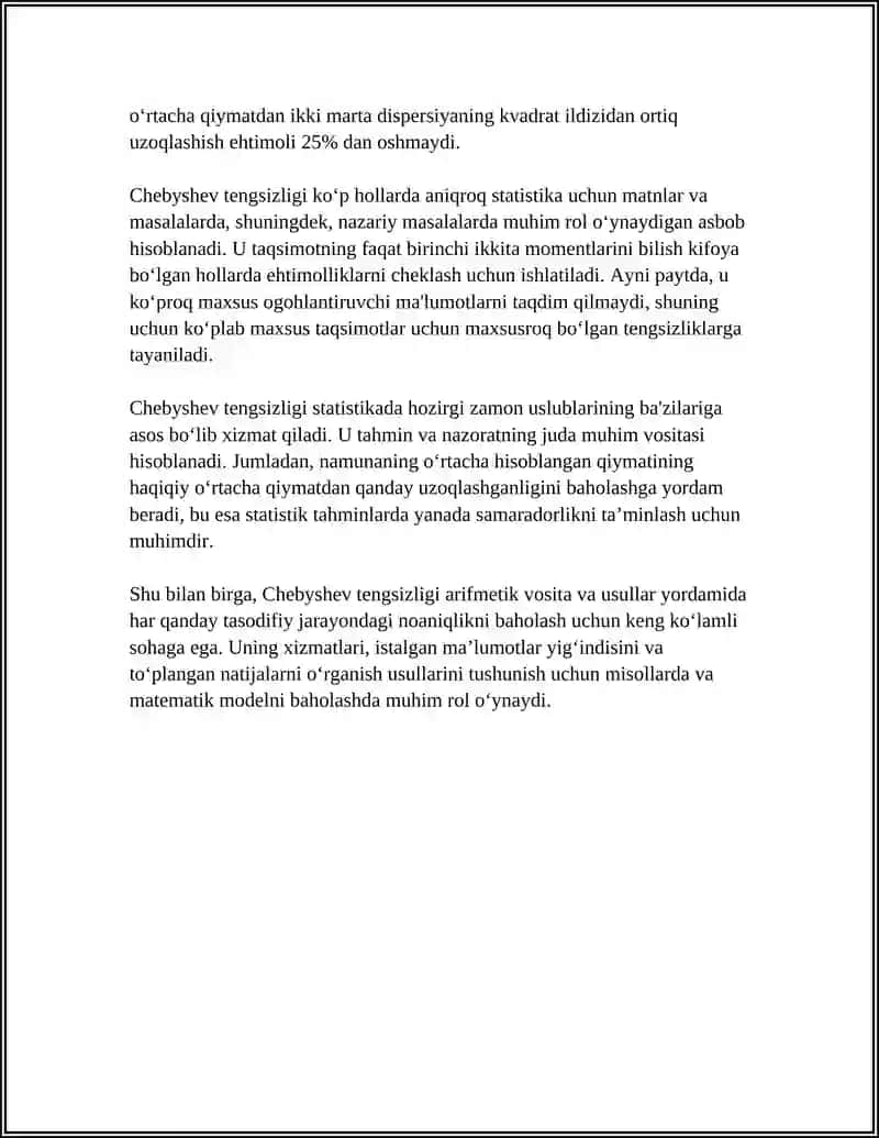 CHEBISHEV TENGSIZLIGI 4