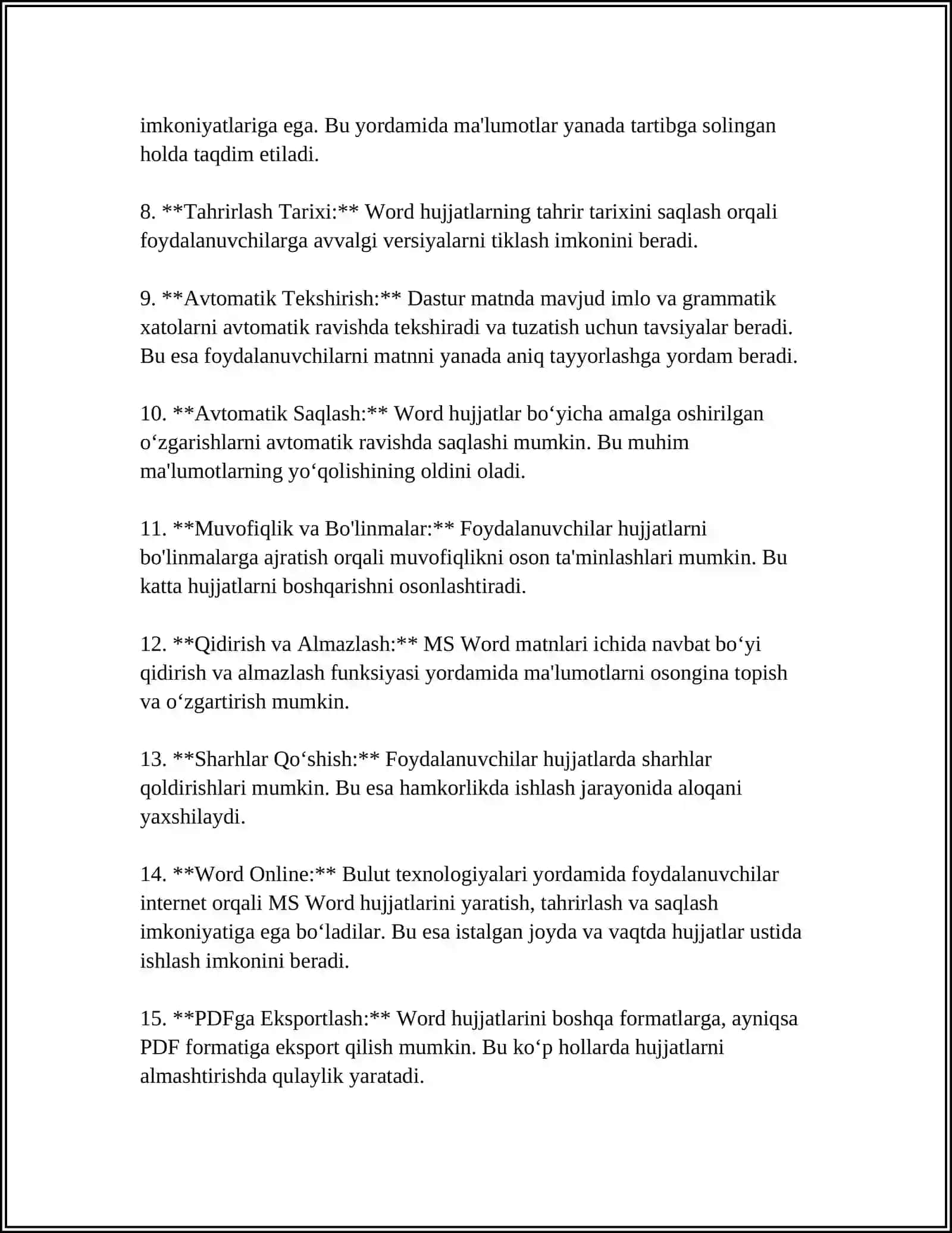 MS WORD ILOVASIDA TEZAURUSDAN FOYDALANISH 4