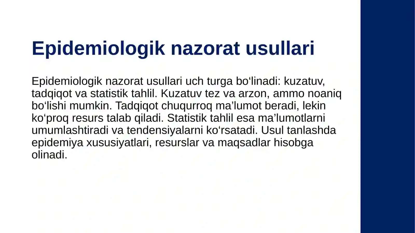 Epidemiologik nazorat, Epidemiyaga qarshi chora-tadbirlar rejasini tuzish 4