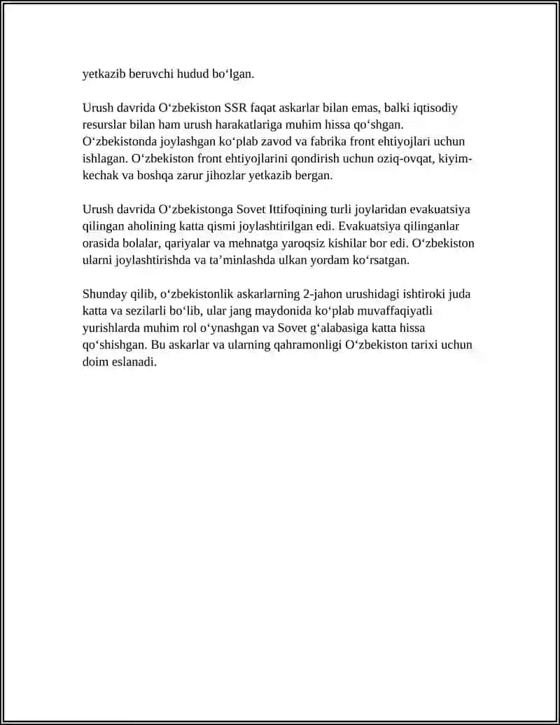 OZBEKISTON 2 JAHON URISHI YILLARIDA 4