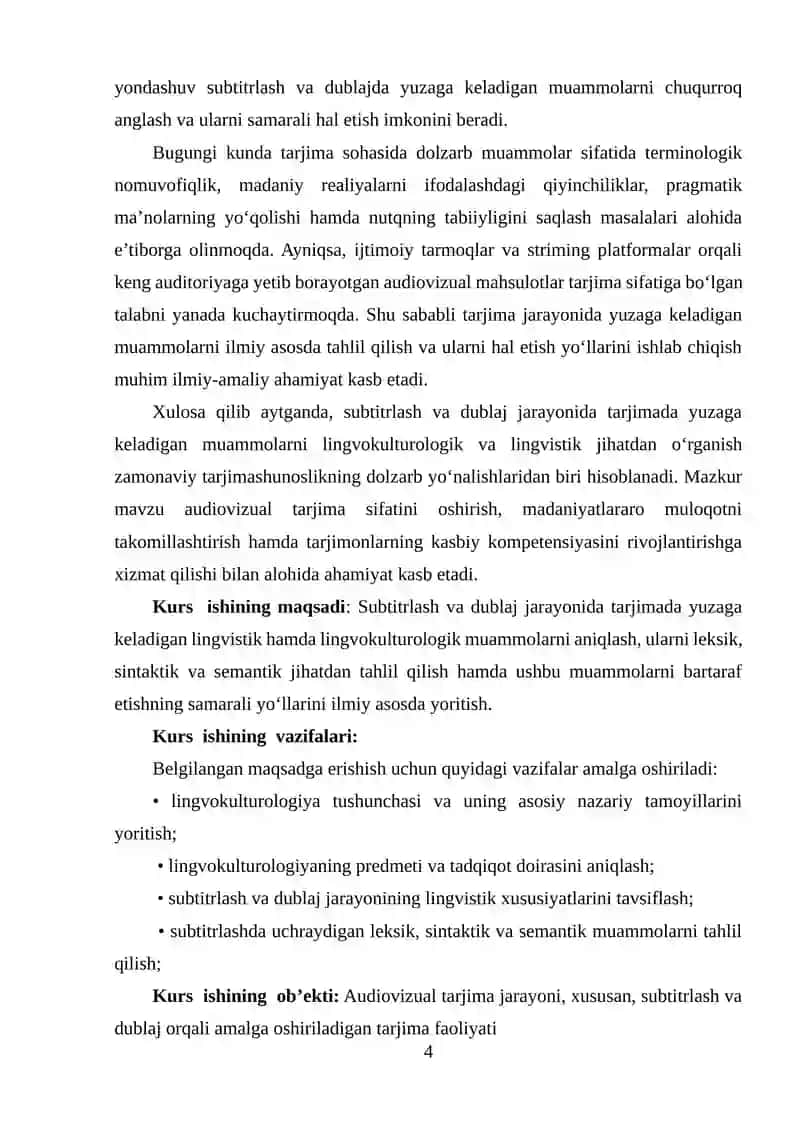 Subtitrlash va dublyajda tarjima muammolari: lingvistik tahlil 4